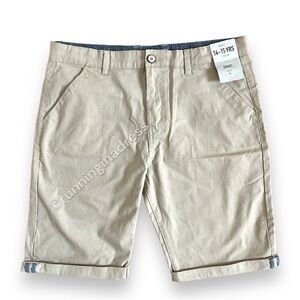 NWT Denim Co. Boys 14-15 Years Chino Cuffed Shorts With Adjustable Waistband